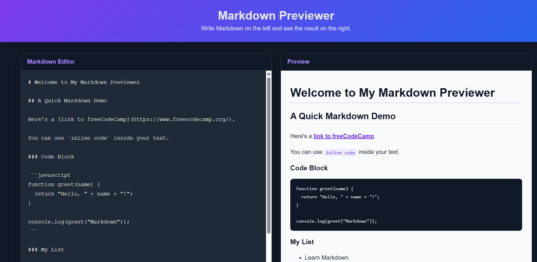 Markdown Previewer
